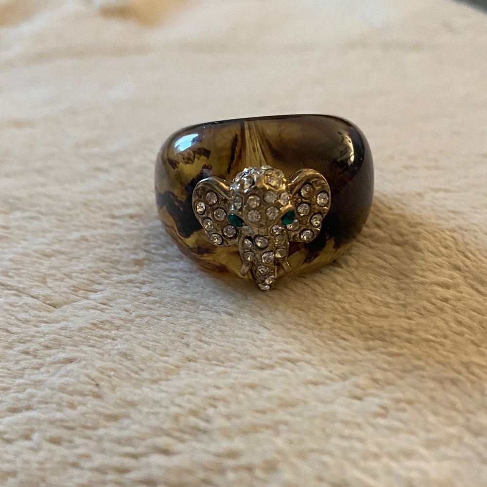Rhinestone Elephant Ring